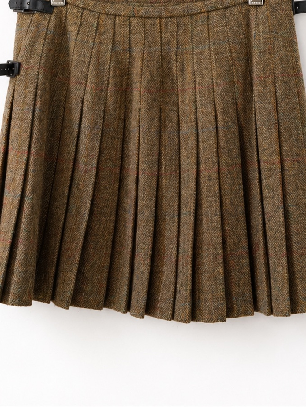 Harris Tweed Wool Wrap Skirt - Brown skirt UK 16 US 12
